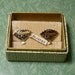 50's Japanese Damascene Fan-Shaped Earrings NMIB