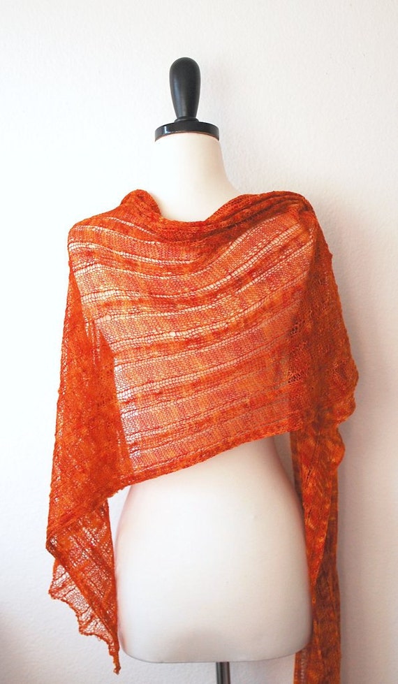 PDF Knitting Pattern / Orange Marmalade Wrap by FickleKnitter