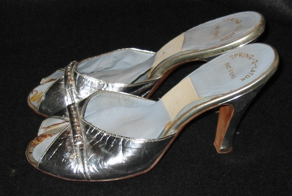 ON HOLD 1950's Vintage Spring-O-Lator Shoes Silver