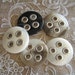 5 Mixed Brown Cream Black Swirled 1-1/2 inch 4 hole Buttons with Metal Eyelet Holes