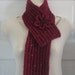 Ruby Red Crochet Scarf - Womens Neckwarmer with Flower - Ladies Tweed Scarflette - Winter Fashion Accessories