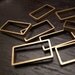 8 pieces of vintage old stock cut raw brass tube outline charm in rectangular geometric shape