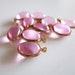 12 Vintage pink drop lucite beads with brass frame caged setting charm 11 x 19mm