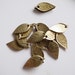 30 Vintage raw brass small metal leaf charm 15 x 6 mm finding