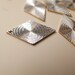 12 Vintage raw brass small aluminum diamond shape charm with checker cut facet design 22x13mm