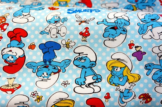 Reserved for Vanesa Smurf print Japanese fabric by beautifulwork