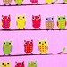 owl print Japanese Fabric pink background