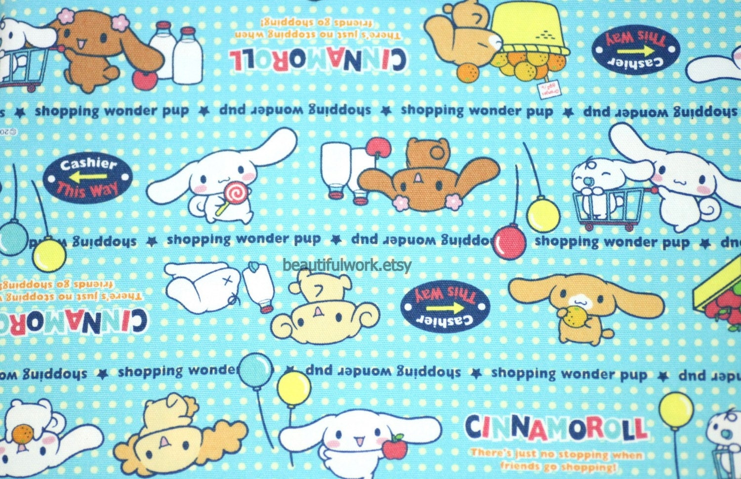 Kawaii Sanrio Character Cinnamoroll Print Japanese Fabric