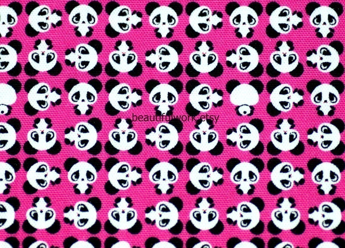 Super Kawaii Panda  Print pink  background 