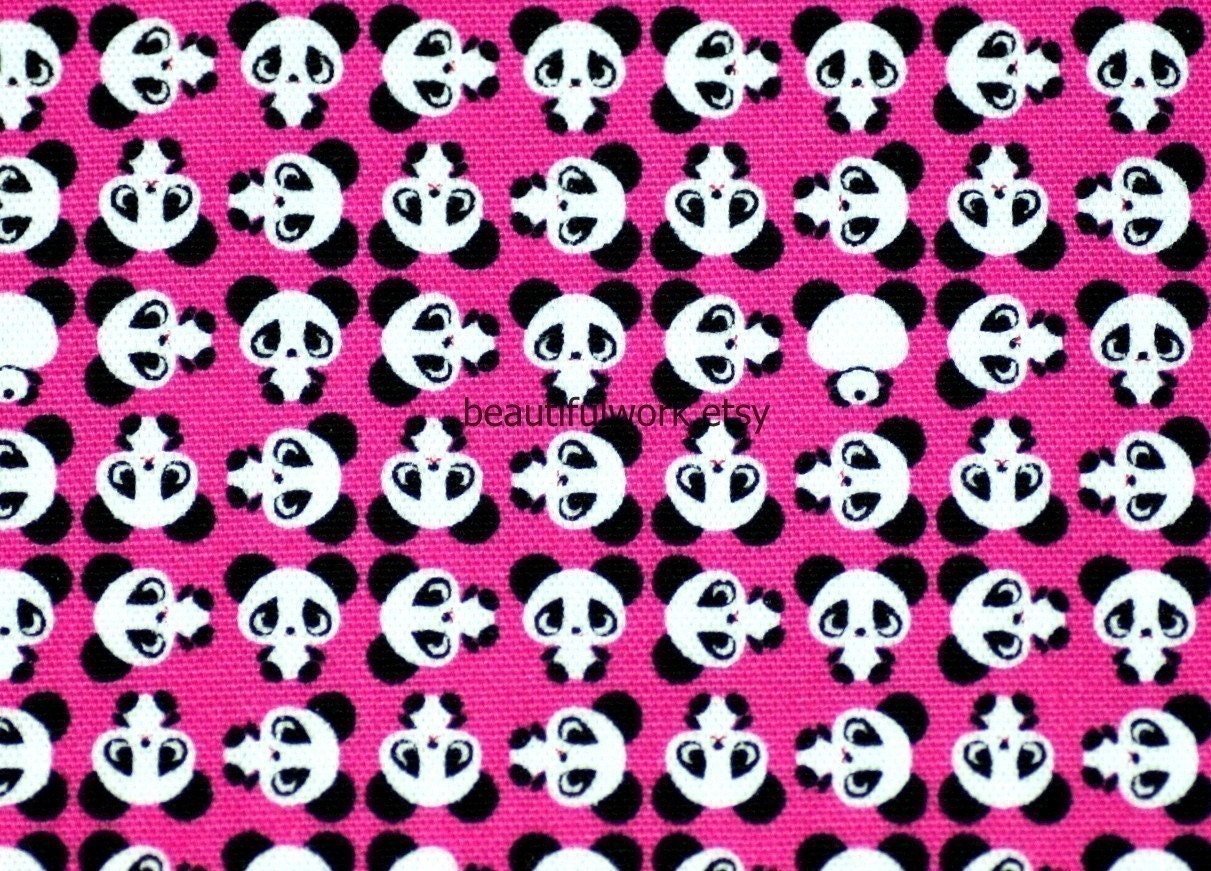 Super Kawaii Panda  Print pink  background