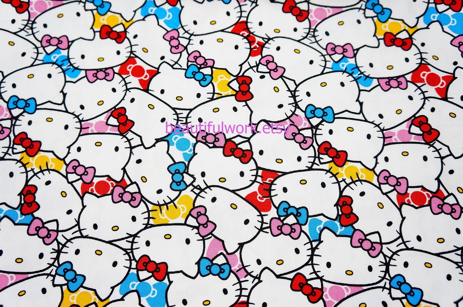 Items similar to Hello Kitty Fabric colorful 50 cm by 106 cm or 19.6 ...