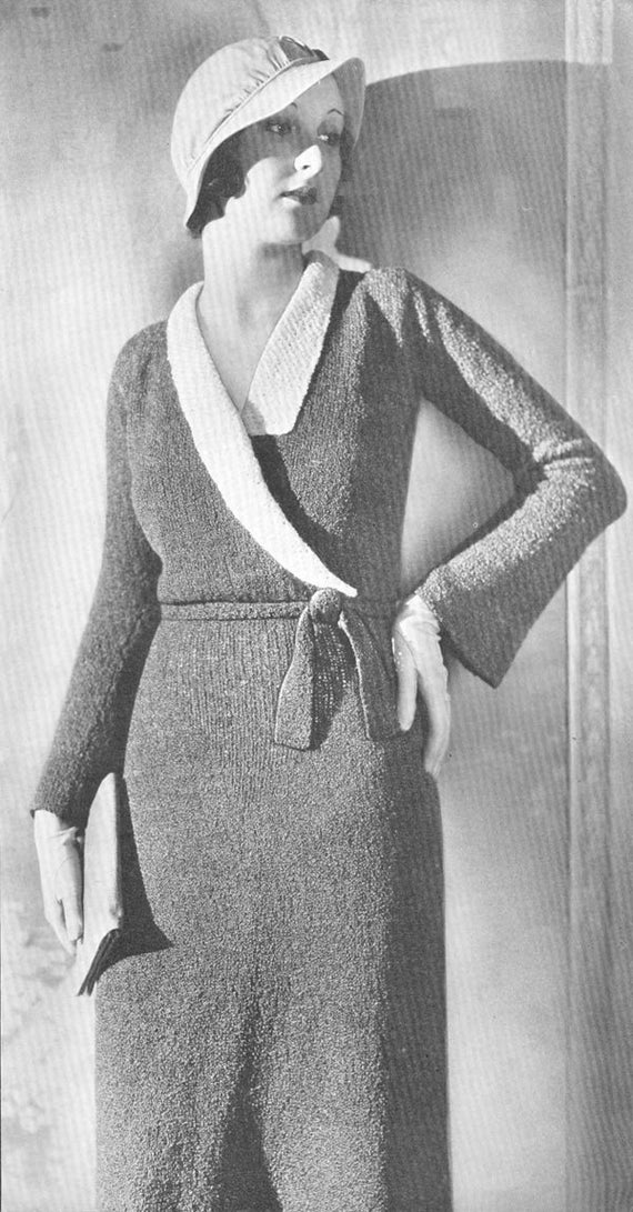 Vintage 1930s Dress Surplice Knitting Pattern PDF 3211 Size 16