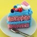Rain-Blo Bazooka Bubblegum Cake Slice - Polymer Clay Rainbow Miniature Food - Pendant / Necklace