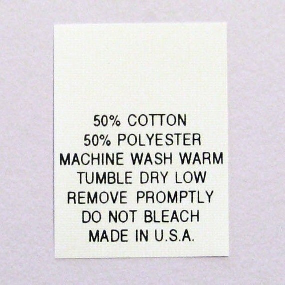 50 Cotton / 50 Polyester Blend Printed Clothing Care Tags