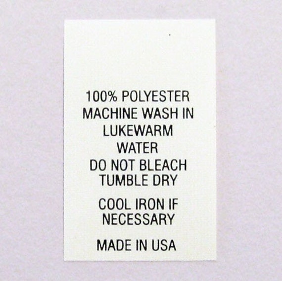 100% Polyester Printed Garment Clothing Care Tags Package of