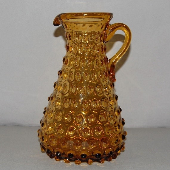 Vintage Hobnail Amber Art Glass Pitcher By Abundancy On Etsy