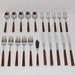 Mid Century Modern Woodwind Stainless & Faux Wood Flatware Set, 21peaces