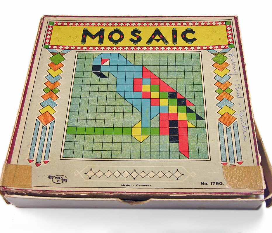 Vintage Mosaic wood block board game Ca 1930's Made in
