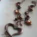 Coffee Love Necklace / Earth Tone Beaded Charms / Copper Tone Heart / One of a Kind Handmade Jewelry