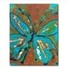 Nursery Decor Blue Butterfly Painting Fancy Free Joi De Vivre -Abstract Turquoise Teal Orange Nature Original