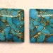Matched Pair of Mojave Turquoise and Bronze Rectangle Cabohons