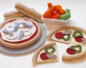 Felt Food PDF Pattern DIY - Pizzeria Fun (Pizza, Slices, Pan, Chicken Wings, Breadsticks and Pizza Toppings)