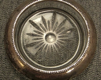 Sterling and Glass ashtray vintage signed Frank M. Whitting Co