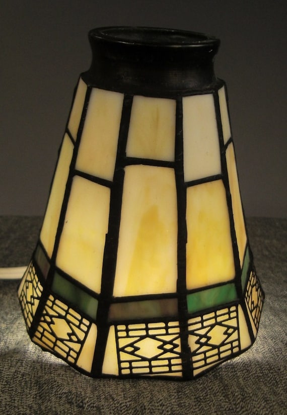 Arts and Crafts LAMP Shade SLAG GLASS stained 5 in diameter 5
