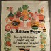 Kitchen Prayer vintage 1960s colorful linen kitchen toerl mint 32 x 16
