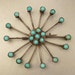 Vintage Eames-era STARBURST BROOCH Southwestern Tourquoise Sterling Handcrafted app 2 in diameter