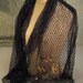 Vintage SILK rayon LACE SHAWL Embroidered Sequins Mint made in Japan 21 x 60