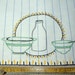 VINTAGE HOMESPUN EMBROIDERED Striped Tea Tray Or Kitchen Towel Mint
