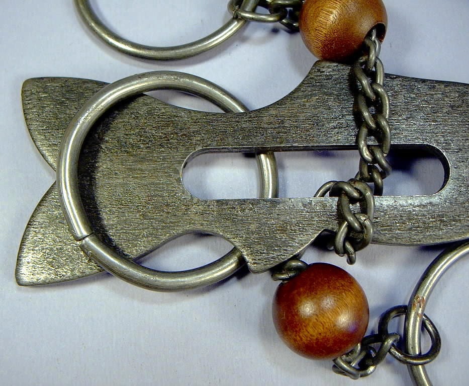 HANDCRAFTED PUZZLE FISH STEEL AND WOOD SIGNED TJH 1995