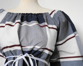 Womens Eco Fashion. Upcycled Clothing Women. Peasant Top. Recycled. Upcycled. Red White Blue