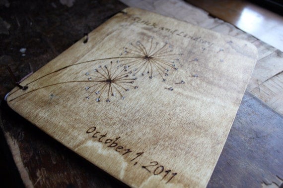 Custom Wedding Guest Book - Dandelion by LazyLightningArt