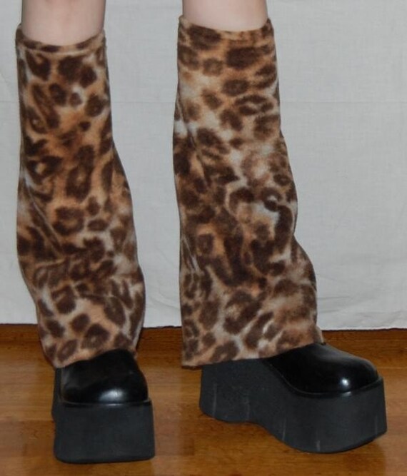Warm and soft Leopard print Japanese leg warmers