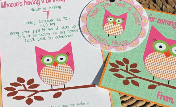 Sweet Owl Printable Invitation Package Il_570xn