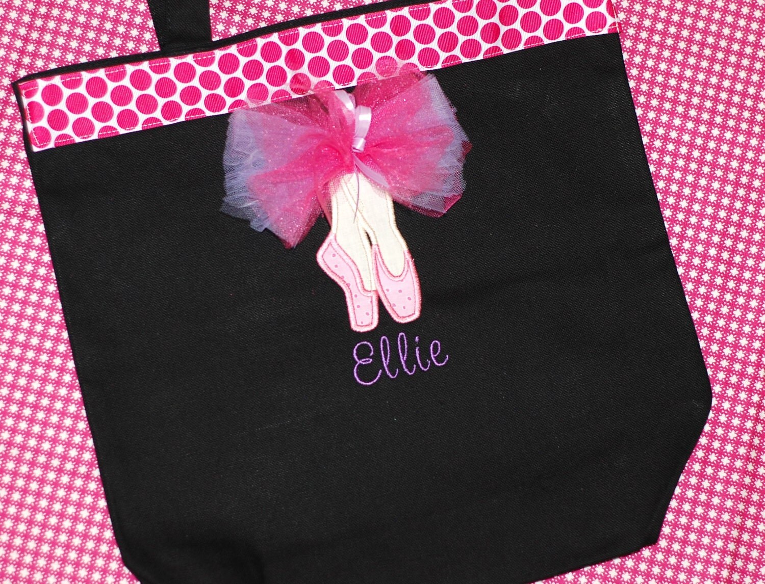 Girls personalized dance bag ballet bag wth applique dance