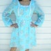 Vintage 60's 70's Baby Blue Spring Floral Mini Empire Waist Day Dress