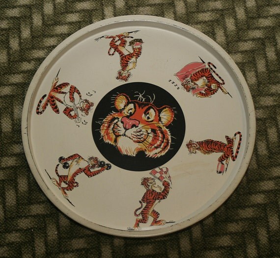 VTG Esso EXXON TIGER Mascot Tin Tray PLATTER