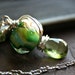 Necklace Gold Foil, Aqua and Lime Green Lampwork Glass Bead with Peridot on Sterling Silver, Springs Eternal