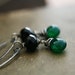 Toil and Trouble Earrings, for the Wicked Evil Woman of Black and AAA Grade Emerald Green Onyx Oxidized Gray Sterling Silver