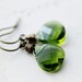Green Crystal Earrings Olive Grass