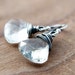 Crystal Quartz Earrings Wire Wrapped Sterling Silver Gemstone Black and White Gray Fashion Ice