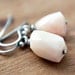 Shell Earrings Pink Opal Sterling Silver Oxidized October Birthstone Easter Pastel Fashion