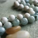 Seaside Hand Knotted Bead Necklace - Aquamarine Gems on Irish Linen