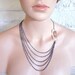 Statement Necklace Gunmetal with Crystals Asymmetrical 20 Inch Vintage Inspired with an Urban Elegant Twist