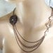 Necklace Multi Strand Vintage Steampunk Inspired Copper, with Crystals