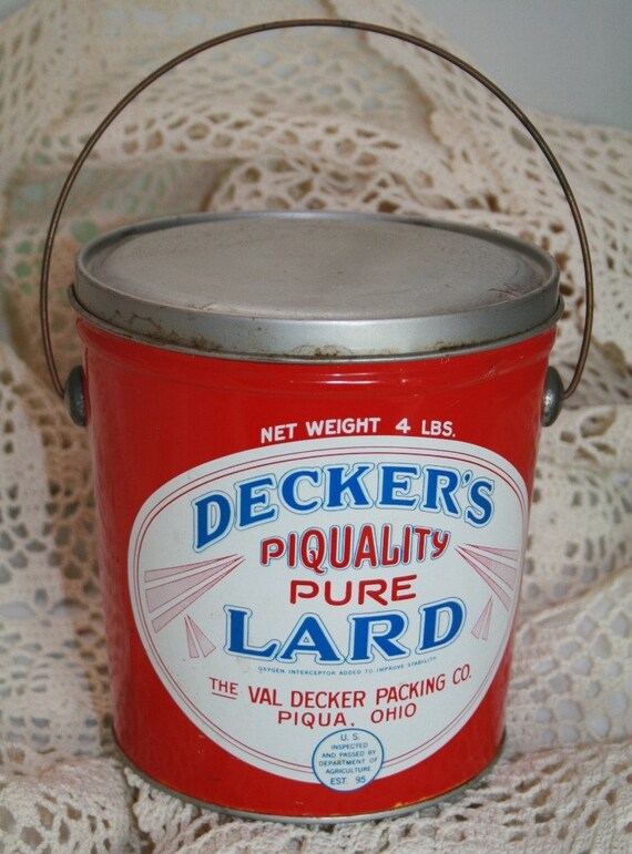 Vintage Lard Can Decker's Piquality Tin