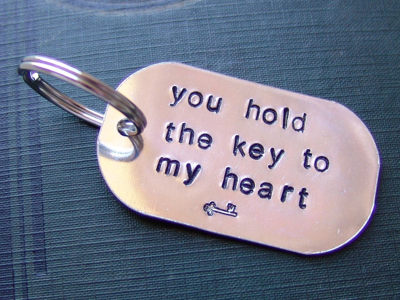 Hand Stamped Keychain...you hold the key to my heart